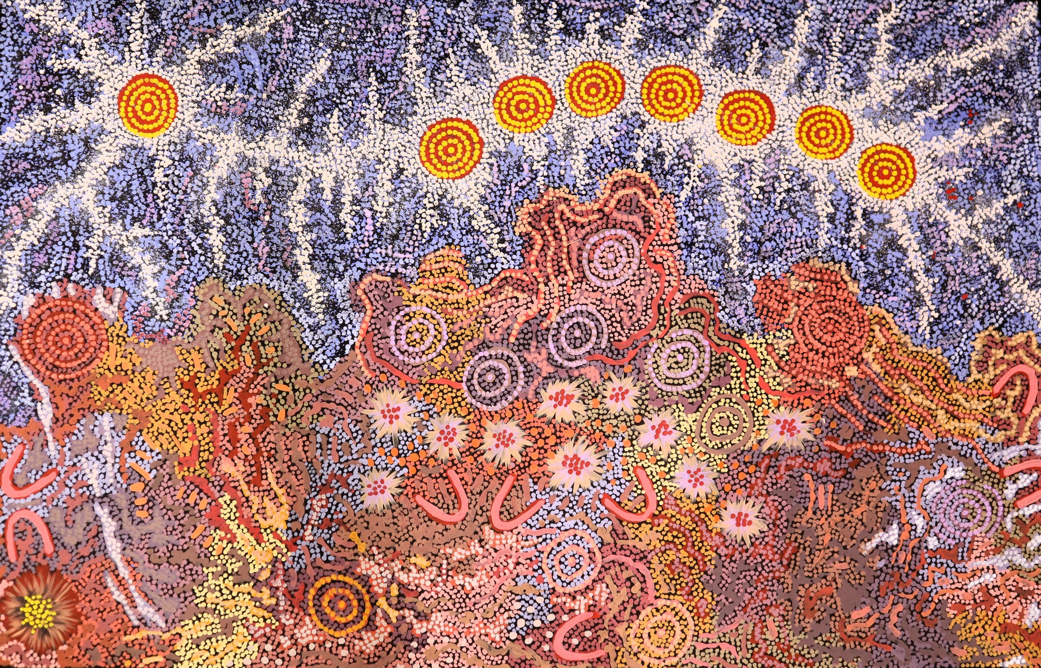 GABRIELLA POSSUM NUNGURRAYI / GRANDMOTHER’S COUNTRY AND SEVEN SISTERS DREAMING