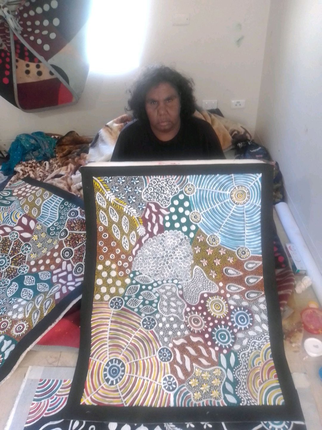 "Women's Ceremony" being held by Naomi Price Pula ABoriginal Canvas Art