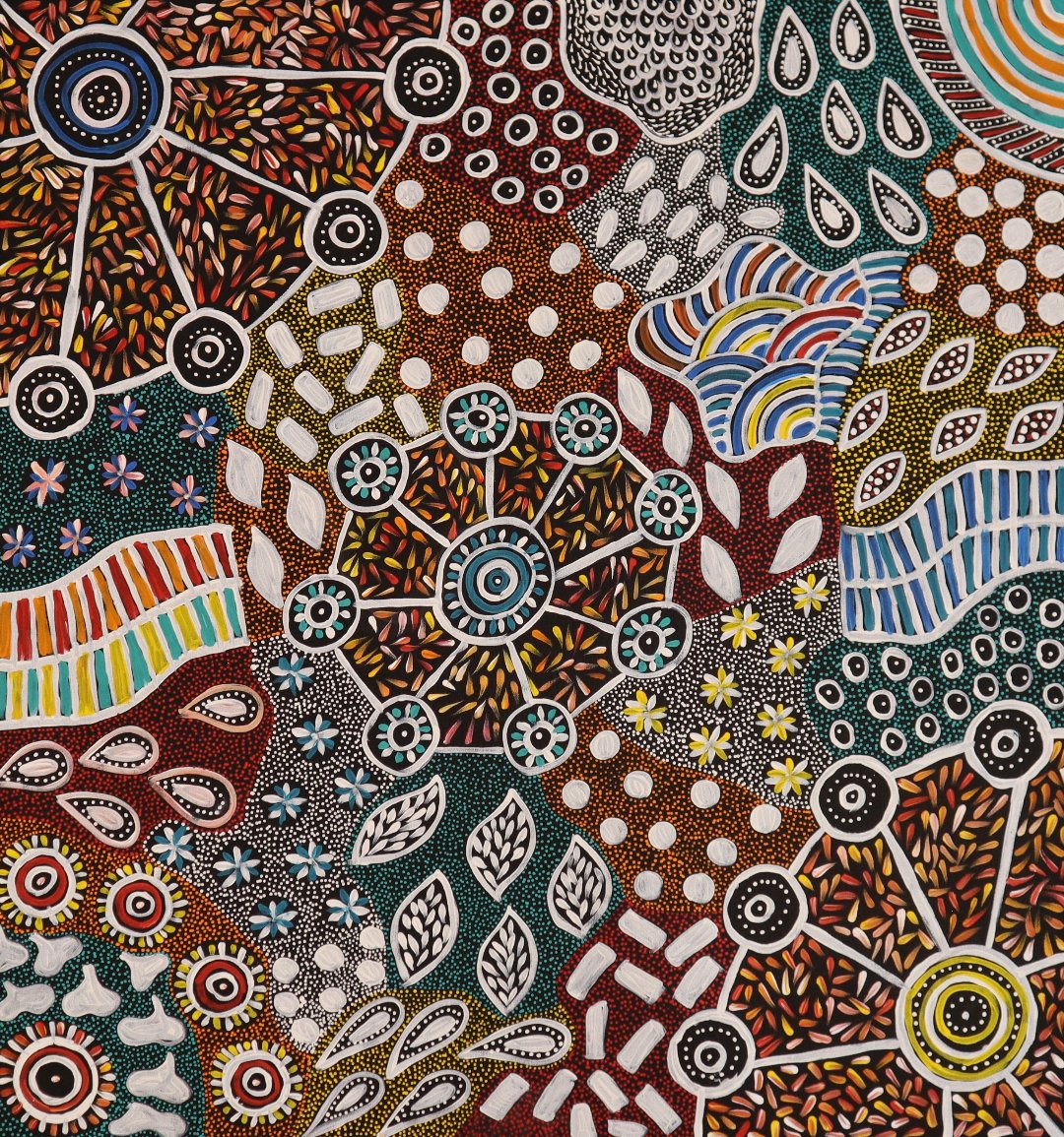 "Women's Ceremony" square canvas by Naomi Price Pula Indigenous Art